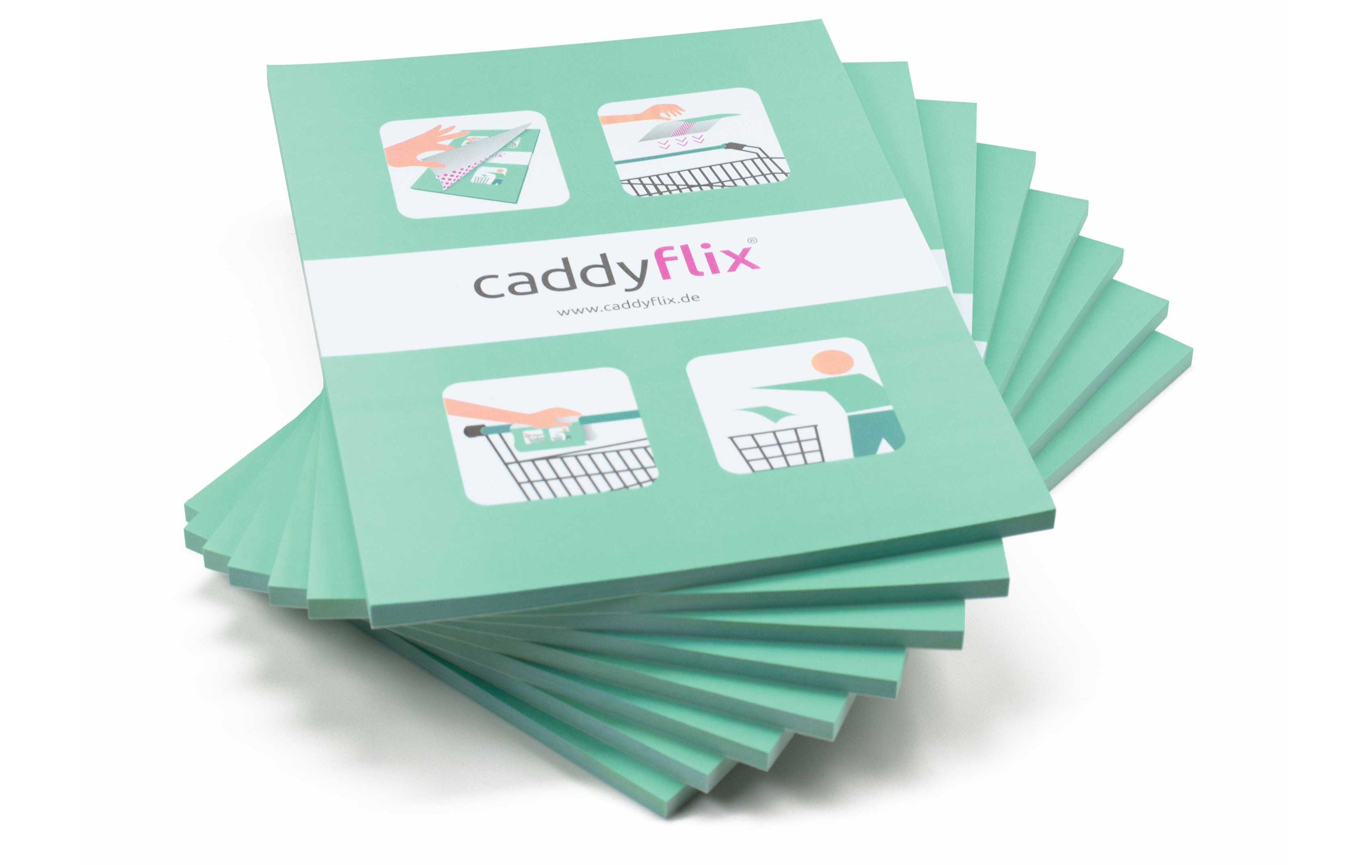 caddyflix ®, selbstklebender Hygieneschutz für Einkaufswagen (8 x 50 Blatt im Abreißblock) caddyflix ®, selbstklebender Hygieneschutz für Einkaufswagen (8 x 50 Blatt im Abreißblock)