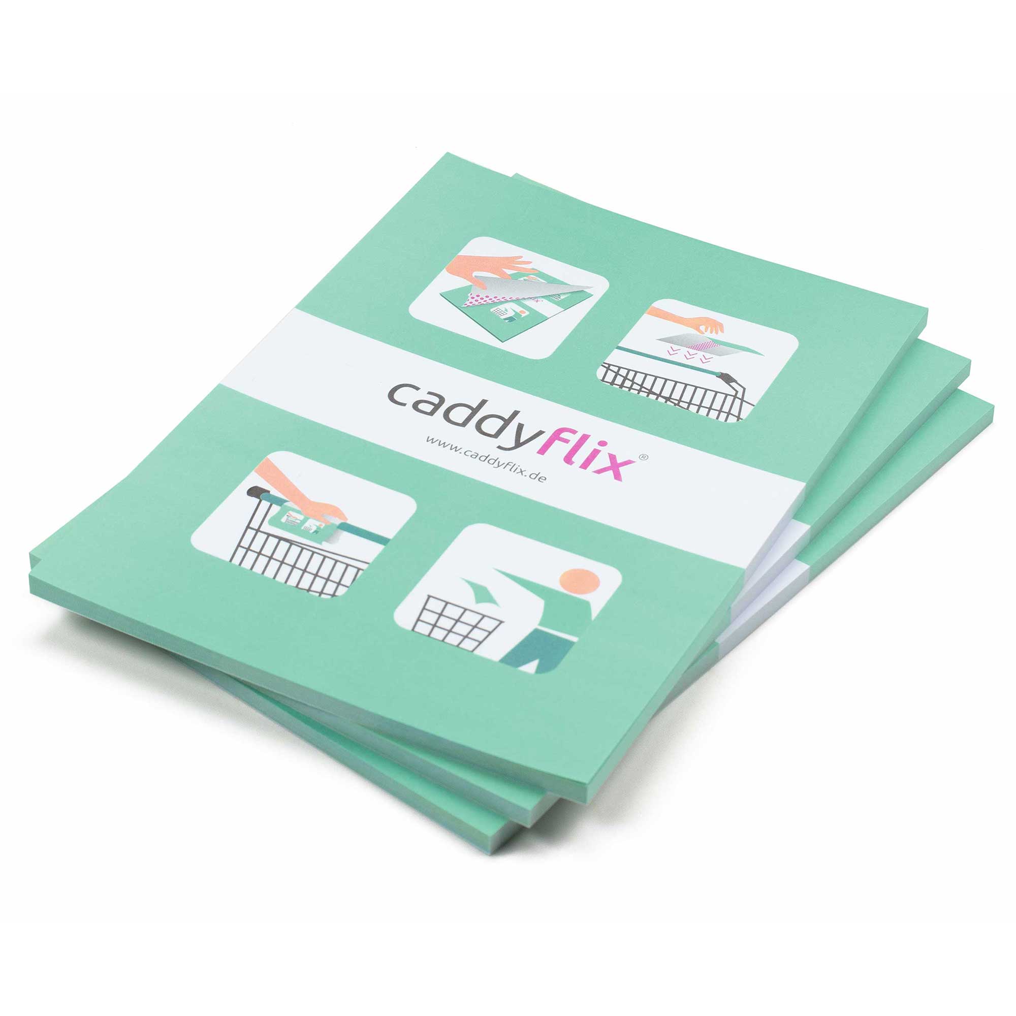 caddyflix ®, selbstklebender Hygieneschutz für Einkaufswagen (3 x 50 Blatt im Abreißblock) caddyflix ®, selbstklebender Hygieneschutz für Einkaufswagen (3 x 50 Blatt im Abreißblock)